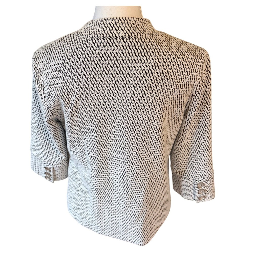 J. McLaughlin Black White Textured Knit Jacket Size Small Neutral Classic Blazer - Picture 4 of 10